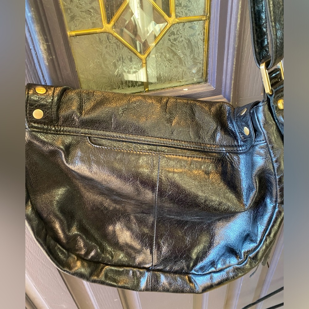 Black leather HOBO satchel bag. - Picture 2 of 14